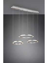 [S-TRIO323610307] Lampadario Sospensione 3 Anelli Led Dimmer Nichel Opaco