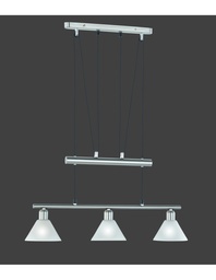 [S-TRIO3751031-07] Sospensione 3 Luci Saliscendi Nichel L66 cm