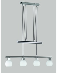 [S-TRIO324810407] Sospensione 4 Luci Saliscendi Freddy Nichel L78 cm Trio Lighting
