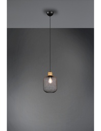 [S-TRIOR30561032] Sospensione Calimero con Rete Metallica Nero Ø18 cm