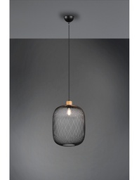 [S-TRIOR30561932] Sospensione Calimero con Rete Metallica Nero Ø33 cm