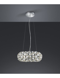 [S-TRIOR30343006] Sospensione Cucchiaio Rotonda Spoon 3xE14 Cromo Ø47 cm Trio Lighting