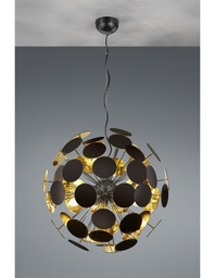 [S-TRIO309900632] Sospensione Discalgo 6xE14 Nero Tondi Decorativi Ø54 cm