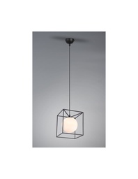 [S-TRIOR30401032] Sospensione Gabbia Quadrata in Metallo Nero Opaco