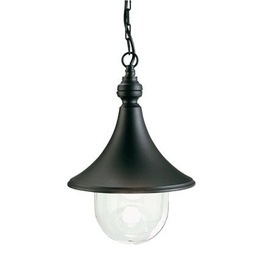 [S-SOV350/06] Sospensione Grande E27 Lampada Nero - Design in Alluminio Pressofuso e Diffusore Trasparente