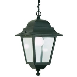 [S-SOV320/06] Sospensione Grande E27 Linea Quadrata Nero - Lampada in Alluminio Pressofuso con Diffusori in Vetro Trasparente