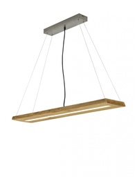 [S-TRIO323710130] Lampada a Sospensione Rettangolare in Legno Naturale con LED Integrato