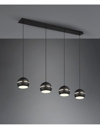 [S-TRIO313300432] Sospensione Lineare con 4 Diffusori Sferici Nero