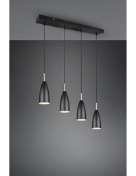 [S-TRIOR30694032] Lampadario Sospensione Isola Farin 4 Luci Nero e Ottone