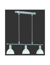 [S-TRIOR335110307] Sospensione Moderna Bilanciere Dallas Nichel 3 Vetri Bianchi