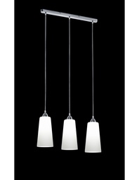[S-TRIOR30553001] Sospensione Moderna Koni 3xE27 Nichel E Vetri Bianchi L60 cm Trio Lighting