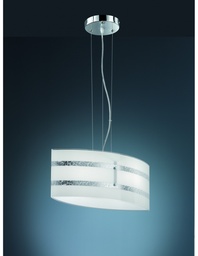 [S-TRIO308700289] Lampada a Sospensione Moderna Vetro Decori Foglia Argento