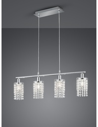 [S-TRIOR30764006] Sospensione Posh 4xE14 Cromo Vetro L80 cm Trio Lighting