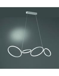[S-TRIO322610431] Sospensione a 4 Cerchi Led Bianco L110 cm