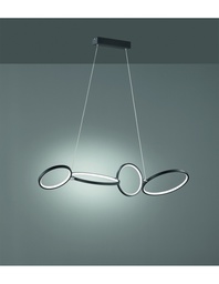 [S-TRIO322610432] Sospensione a 4 Cerchi LED Nero L110 cm