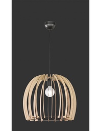 [S-TRIOR30256030] Sospensione Wood 1xE27 Cupola Listelli Legno Naturale Ø60 cm Trio Lighting