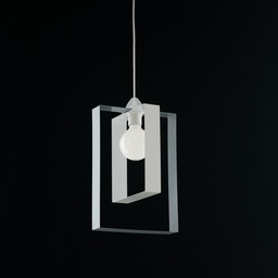 [S-BL150-1-BG] Sospensione moderna lampadario in ferro bianco grigio 25xh.40 cm