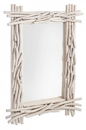 [S-B0680411] Specchio Sahel in Teak Sbiancato con Finitura Nitrocellulosica - 70x50