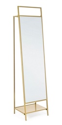 [S-B0242616] Specchio Stretto con Portabiti Ekal Oro  Cod.0242616