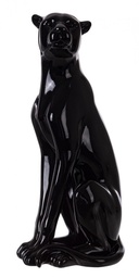 [S-B0183046] Statua Olympus Leopardo Nero H60 - Scultura Elegante e Maestosa per Interni ed Esterni