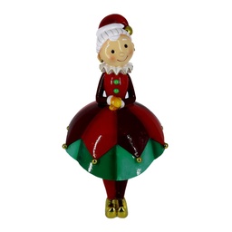 [S-V6194300000] Statua Resina Signora Natale Seduta Rosso 17,7x18x32,2 cm