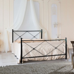 [S-ALBAPEDI1601D1] Struttura  Letto in ferro matrimoniale con pediera Nero ALBA