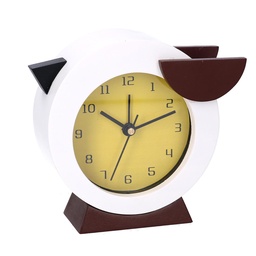 [S-V1870140000] Sveglia in legno a forma di uccellino tondo, dimensioni cm12x11h5