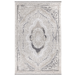 [97072] Tappeto Asya CR60 fondo grigio e decoro orientale bianco 120x180
