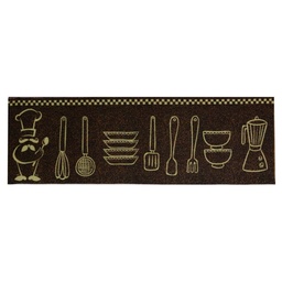 [S-V1409410000] Tappeto PVC Cucina Marrone Posate 120x50x0.6 cm