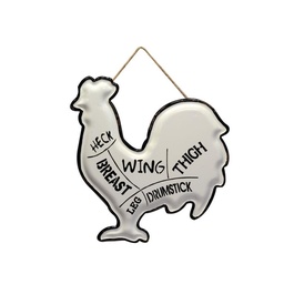 [S-V5921110000] Targhetta Gallo Metallo Bianco Nero 36x40x1 cm