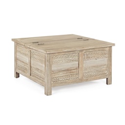 [S-B0746211] Tavolino con contenitore Mayra in legno naturale 80x80x45