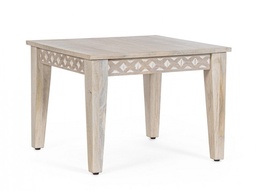 [S-B0747065] Tavolino Indira 55x55 in Legno Mango con Intarsi Fatti a Mano