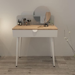 [93891] Tavolino Krell Toeletta con con specchio colore sonoma e bianco