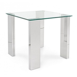 [S-B0732222] Tavolino in MDF rivestito in acciaio, 55x55x51 cm