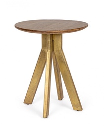 [S-B0746830] Tavolino Sherman D50 in Legno di Mango e Acciaio Placcato Ottone