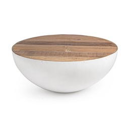 [S-B0745852] Tavolino bianco in legno riciclato stile design cm Ø90 - 38