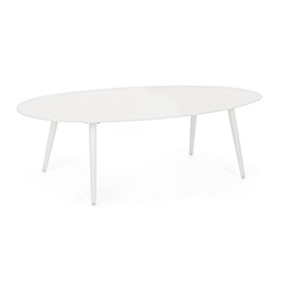 [S-B0662705] Tavolino bianco ovale in alluminio cm 120x75