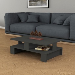 [S-FZ96949] Tavolino da salotto antracite doppio ripiano 80x50x27,5 cm