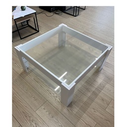 [S-FZ97599] Tavolino da salotto bianco con doppio ripiano in vetro Homy