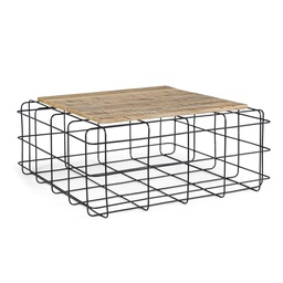 [S-B0746808] Tavolino in legno e acciaio stile industriale 80x80