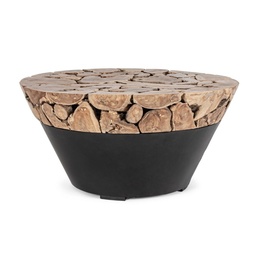 [S-B0680572] Tavolino in legno e acciaio stile industriale cm Ø90x45h