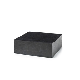 [S-FS/007/BS] Tavolino moderno in pietra fossile nera, finitura nero, struttura interna melaminico marino, fornito in kit da montare - 80x80x28