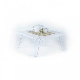 [S-FZ93749] Tavolino per colazione letto bianco Con gambe pieghevoli  cm 60 x 60 x 29 h