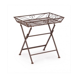 [S-B0720441] Tavolino rustico rettangolare marrone in metallo - Dimensioni: 63x40x60 cm