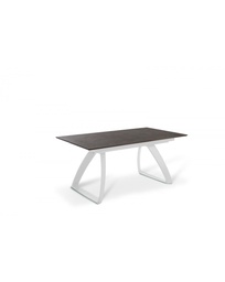 [S-OM/340/RU] Tavolo allungabile in HPL e alluminio, top ruggine e gambe bianche, 90x170/270x76cm