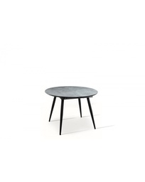 [S-OM/408/CG] Tavolo allungabile in melaminico grigio e gambe di metallo antracite, 110x110/150x76cm