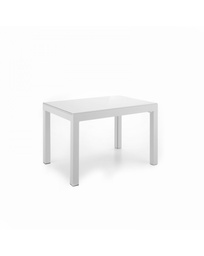 [S-OM/223/XW] Tavolo allungabile in vetro temperato e melaminico, con gambe in metallo, colori bianco extrawhite, dimensioni 120x175x230x290x350x83 cm