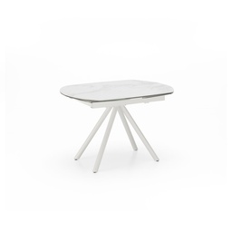 [S-OM/324/MB] Tavolo allungabile elegante e funzionale, 120-180 x 90 cm, con superficie in ceramica su vetro temperato e gambe in metallo