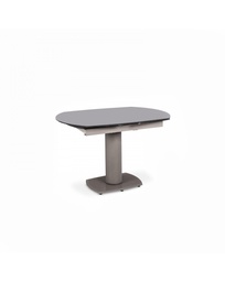 [S-OM/148/G] Tavolo allungabile in vetro temperato grigio, 120-180 x 90 x 76 cm