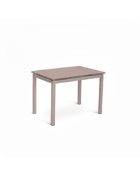 [S-OM/136/C] Tavolo allungabile in vetro temperato e metallo, 130-200 x 80 x 75 cm, colore cappuccino